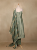Sage Green Floral Design Silk Salwar Suit