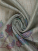Sage Green Floral Design Tissue Silk Saree with Zari Border