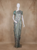 Sage Green Floral Design Tissue Silk Saree with Zari Border