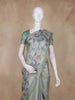 Sage Green Floral Design Tissue Silk Saree with Zari Border
