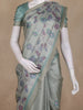 Sage Green Floral Design Tissue Silk Saree with Zari Border