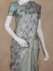 Sage Green Floral Design Tissue Silk Saree with Zari Border