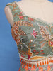 Sage Green Floral Design Tussar Lehenga