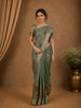 Sage Green Floral Design Tussar Silk Saree