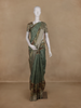 Sage Green Floral Design Tussar Silk Saree