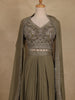 Sage Green Floral Embroidered Design Georgette Skirt Top with Dupatta