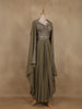 Sage Green Floral Embroidered Design Georgette Skirt Top with Dupatta