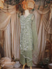 Sage Green Floral Embroidered Design Organza Palazzo Suit