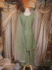 Sage Green Floral Embroidered Design Organza Palazzo Suit