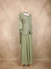 Sage Green Floral Embroidered Georgette Peplum Palazzo Suit with Choker Dupatta