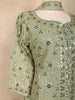 Sage Green Floral Embroidered Georgette Peplum Palazzo Suit with Choker Dupatta