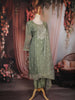 Sage Green Floral Embroidered Tissue Silk Straight Cut Salwar Suit with Dupatta