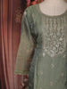 Sage Green Floral Embroidered Tissue Silk Straight Cut Salwar Suit with Dupatta