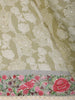 Sage Green Floral Printed Design Chiffon Fancy Saree with Designer Border