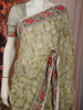 Sage Green Floral Printed Design Chiffon Fancy Saree with Designer Border
