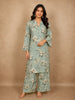 Sage Green Floral Printed Design Cotton Salwar Suit