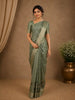 Sage Green Floral Printed Design Tussar Silk Saree