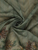 Sage Green Floral Printed Design Tussar Silk Saree