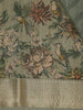 Sage Green Floral Printed Design Tussar Silk Saree