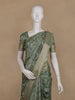 Sage Green Floral Printed Design Tussar Silk Saree