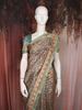 Sage Green Floral Printed Semi Silk Saree with Zari Border