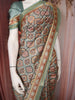 Sage Green Floral Printed Semi Silk Saree with Zari Border