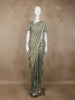 Sage Green Floral Sequins Embroidered Tissue Silk Saree with Designer Border
