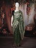 Sage Green Floral Sequins Zari Embroidered Design Pure Tissue Silk Party Wear Saree with Scalloped Border
