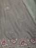 Sage Green Floral Sequins and Beads Embroidered Design Tissue Fancy Saree with Scalloped Border