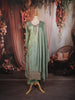Sage Green Floral Sequins and Beads Embroidered Design Tissue Silk Straight Cut Salwar Suit with Dupatta
