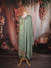 Sage Green Floral Sequins and Beads Embroidered Design Tissue Silk Straight Cut Salwar Suit with Dupatta