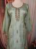 Sage Green Floral Sequins and Beads Embroidered Design Tissue Silk Straight Cut Salwar Suit with Dupatta