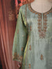 Sage Green Floral Sequins and Beads Embroidered Design Tissue Silk Straight Cut Salwar Suit with Dupatta