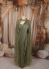 Sage Green Floral Sequins and Kartana Beads Embroidered Design Crushed Ready to Wear Party Saree with Designer Blouse with Cape