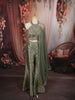 Sage Green Floral Stone Embellished Design Banarasi Silk Party Wear Palazzo Suit with Matching Dupatta