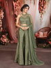 Sage Green Floral Stone Embellished Design Banarasi Silk Party Wear Palazzo Suit with Matching Dupatta