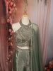 Sage Green Floral Stone Embellished Design Banarasi Silk Party Wear Palazzo Suit with Matching Dupatta