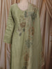 Sage Green Floral Stone Embellished Design Tissue Silk Straight Cut Salwar Suit with Dupatta