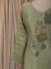 Sage Green Floral Stone Embellished Design Tissue Silk Straight Cut Salwar Suit with Dupatta
