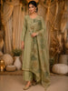 Sage Green Floral Stone Embellished Design Tissue Silk Straight Cut Salwar Suit with Dupatta