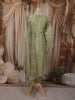 Sage Green Floral Stone Embellished Design Tissue Silk Straight Cut Salwar Suit with Dupatta