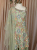 Sage Green Floral Thread Embroidered Design Georgette Kids Palazzo Suit
