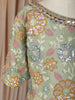 Sage Green Floral Thread Embroidered Design Georgette Kids Palazzo Suit