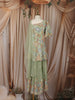 Sage Green Floral Thread Embroidered Design Georgette Kids Palazzo Suit