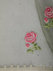 Sage Green Floral Thread Embroidered Design Pure Organza Saree with Scalloped Border