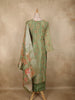 Sage Green Floral Thread Embroidered Design Tissue Silk Straight Cut Salwar Suit