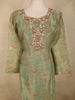 Sage Green Floral Thread Embroidered Design Tissue Silk Straight Cut Salwar Suit