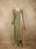 Sage Green Floral Thread Embroidered Design Tissue Silk Straight Cut Salwar Suit