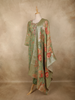 Sage Green Floral Thread Embroidered Design Tissue Silk Straight Cut Salwar Suit