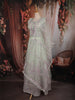 Sage Green Floral Thread and Mirror Embroidered Design Net Lehenga with Dupatta